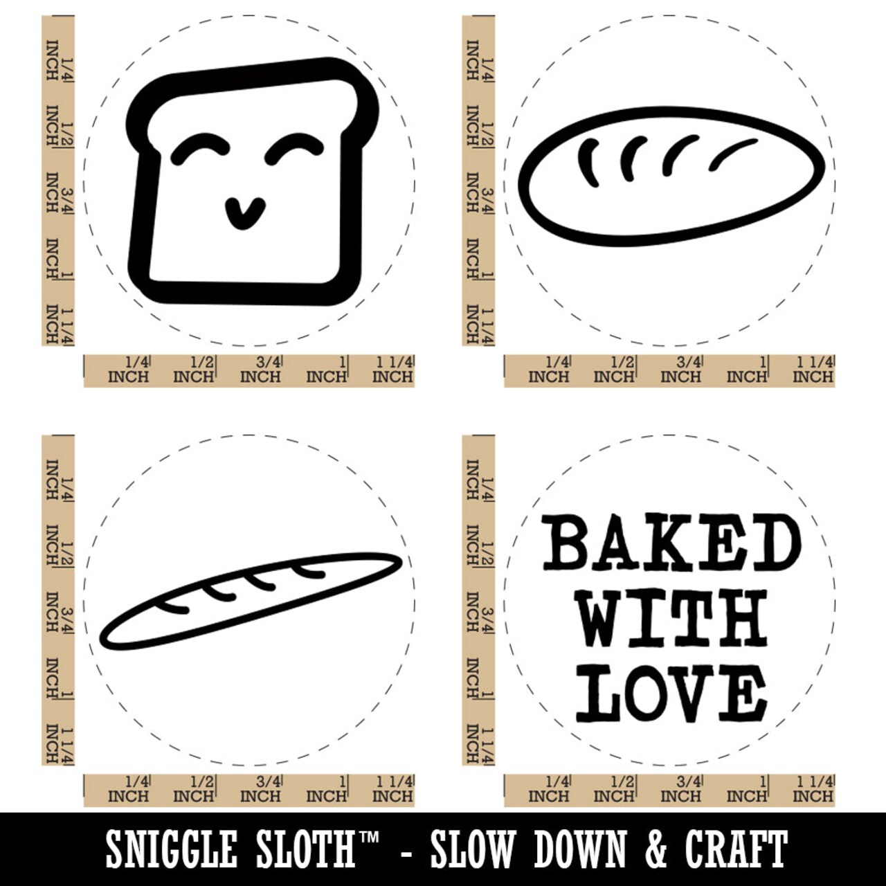 Bread Baking Baked with Love Loaf Baguette Rubber Stamp Set for Stamping Crafting Planners